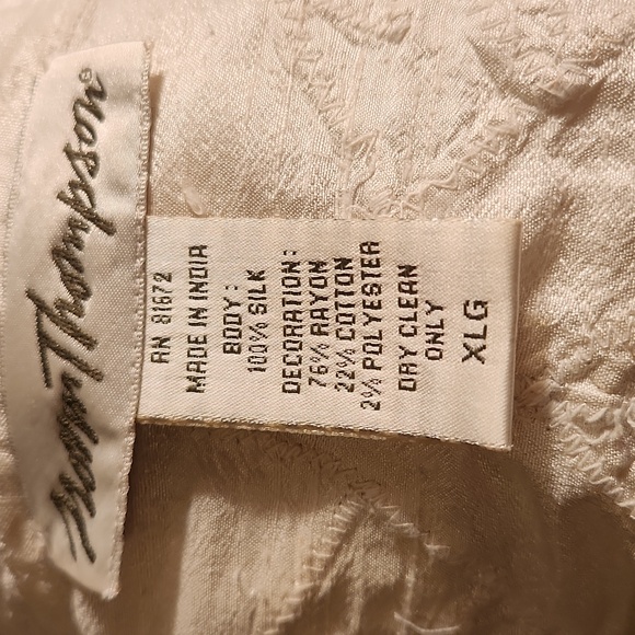 Norm Thompson Women's Embroidered Ivory Silk Jzacket XL - Picture 5 of 5